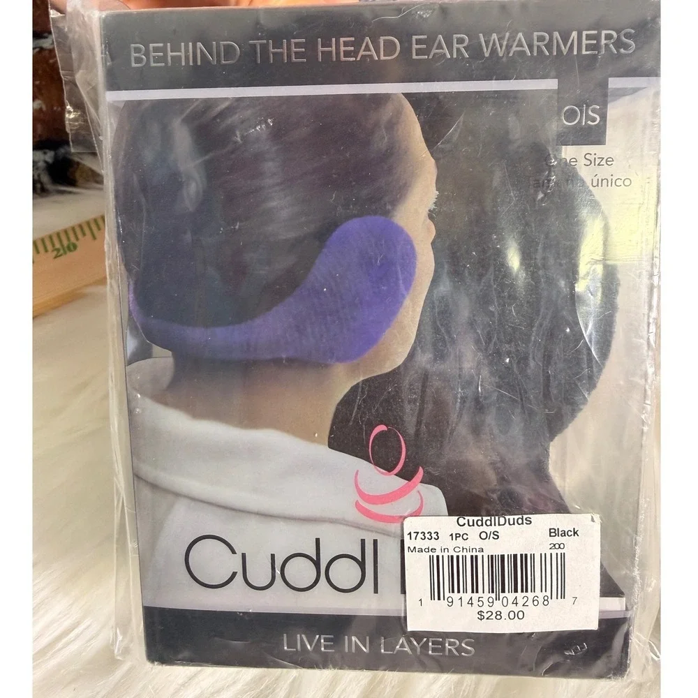 Cuddl Duds Black Behind the Head Ear Warmers Adjustable Faux Fur Lining 17333